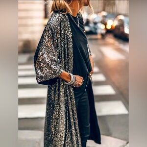NEW! Elegant Sequin Trench Coat with Lining. XXL (14).